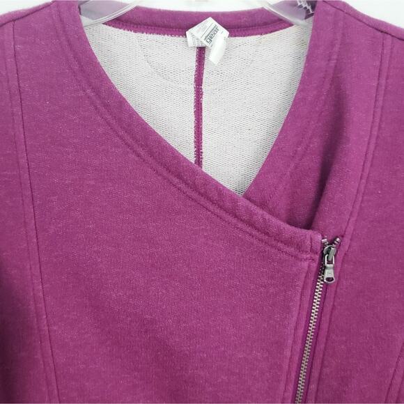 Under Armour Studio Terry Moto Jacket Zip Fitted Small Women Dark Pink - Picture 5 of 8